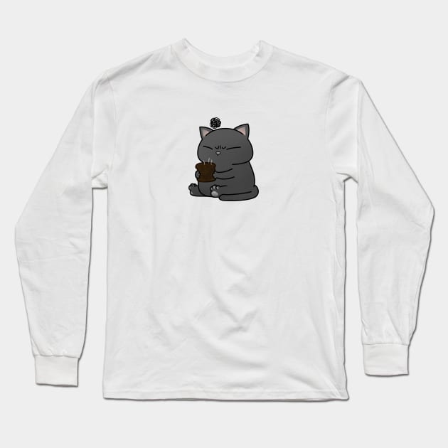 Black Chubby Cat Burnt Toast Long Sleeve T-Shirt by Takeda_Art